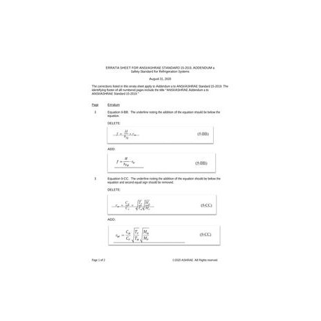 ASHRAE 15a-2019 Errata (August 31, 2020)