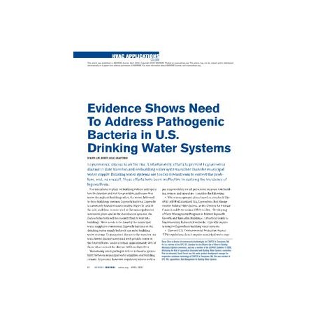 HVAC Applications: Evidence Shows Need to Address Pathogenic Bacteria in U.S. Drinking Water Systems