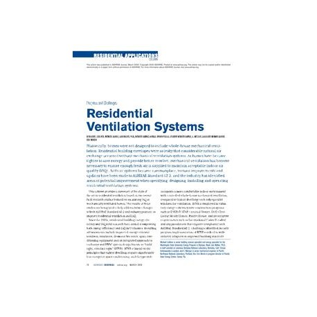 Residential Applications: Progress and Challenges: Residential Ventilation Systems