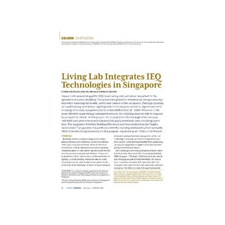 IEQ Applications: Living Lab Integrates IEQ Technologies in Singapore