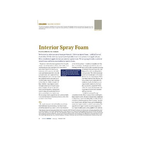 Building Sciences: Interior Spray Foam