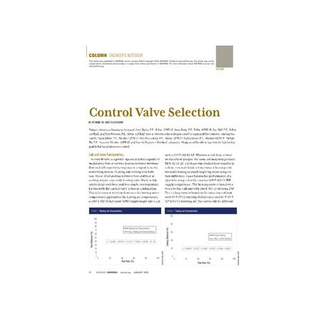 Engineer&x27;s Notebook: Control Valve Selection