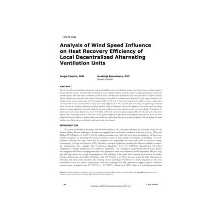 OR-20-C042 -- Analysis of Wind Speed Influence on Heat Recovery Efficiency of Local Decentralized Alternating Ventilation Units