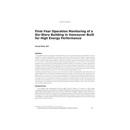 First-Year Operation Monitoring of a Six-Story Building in Vancouver Built for High Energy Performance