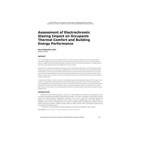 Assessment of Electrochromic Glazing Impact on Occupants Thermal Comfort and Building Energy Performance