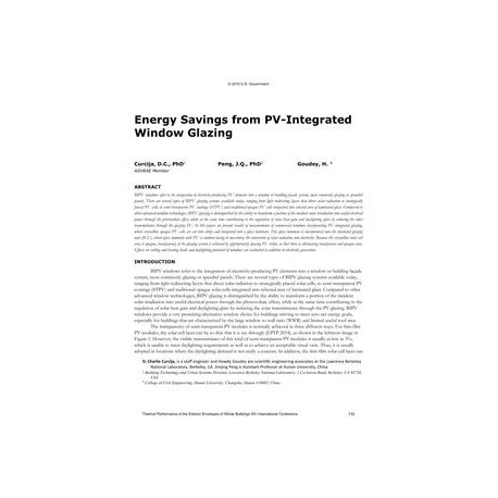 Energy Savings from PV-Integrated Window Glazing