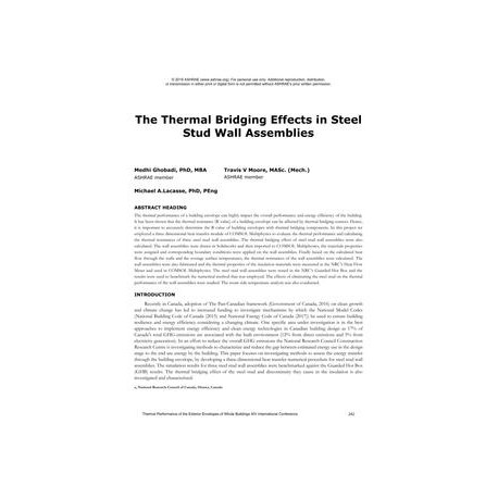 The Thermal Bridging Effects in Steel Stud Wall Assemblies