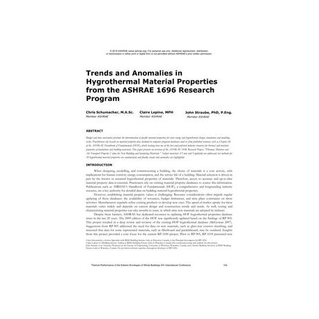 Trends and Anomalies in Hygrothermal Material Properties from the ASHRAE 1696 Research Program