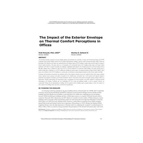 The Impact of the Exterior Envelope on Thermal Comfort Perceptions in Offices