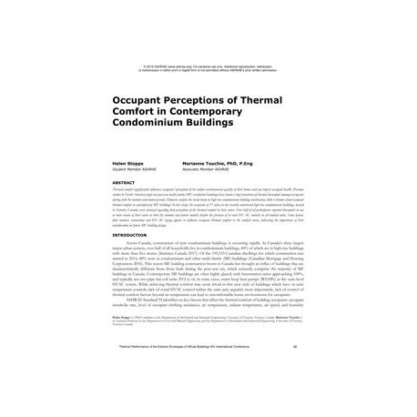 Occupant Perceptions of Thermal Comfort in Contemporary Condominium Buildings