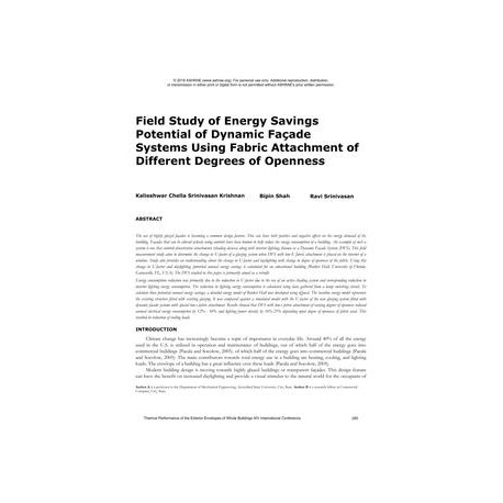 Field Study of Energy Savings Potential of Dynamic Faade Systems Using Fabric Attachment of Different Degrees of Openness