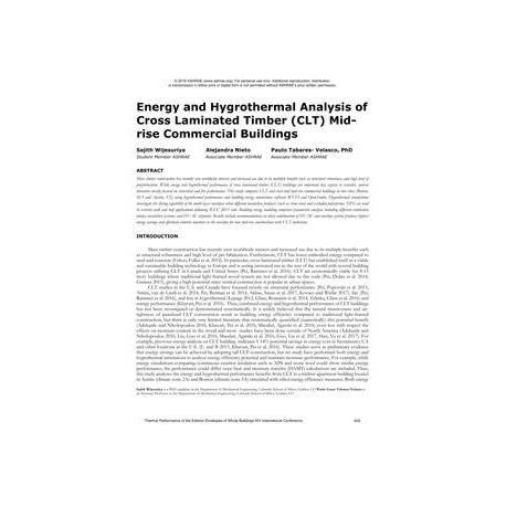 Energy and Hygrothermal Analysis of Cross Laminated Timber (CLT) Mid-rise Commercial Buildings