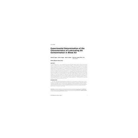 LV-17-C047 -- Experimental Determination of the Characteristics of Lubricating Oil Contamination in Bleed Air