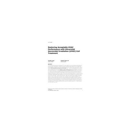 LV-17-C007 -- Restoring Acceptable HVAC Performance with Ultraviolet Germicidal Irradiation (UVGI) Coil Treatment