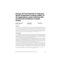 ICER16-34 -- Energy Saving Potential of Indirect/Direct Evaporative Cooling (IDEC) in A/C Applications under Extreme Hot and Hum