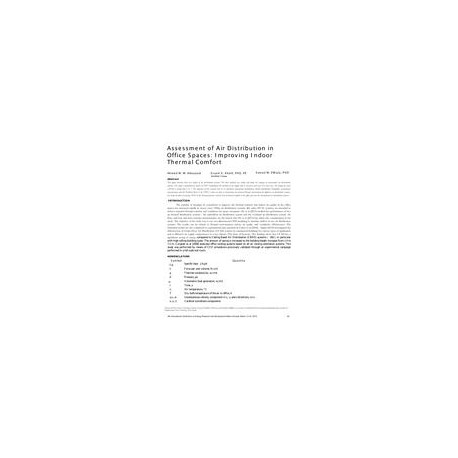 ICER16-07 -- Assessment of Air Distribution in Office Spaces: Improving Indoor Thermal Comfort