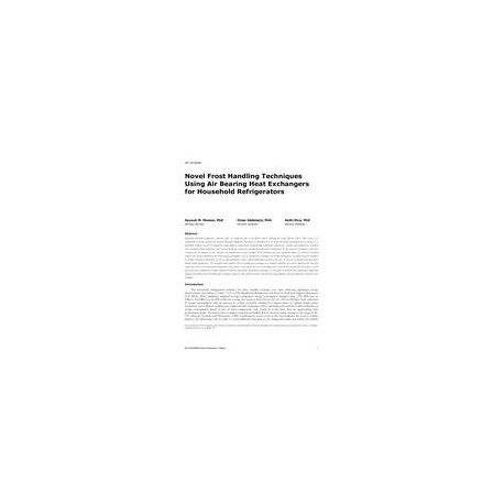 AT-15-C044 -- Novel Frost-Handling Techniques Using Air-Bearing Heat Exchangers for Household Refrigerators