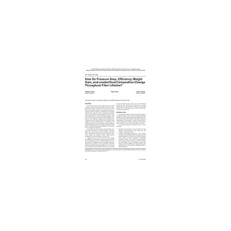 NY-14-032 -- How Do Pressure Drop, Efficiency, Weight Gain and Loaded Dust Composition Change throughout Filter Lifetime? (RP-13