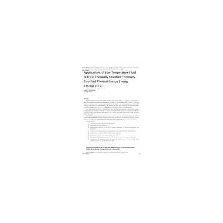 CH-12-C063 -- Applications of Low Temperature Fluid (LTF) in Thermally Stratified Thermally Stratified Thermal Energy Energy Sto