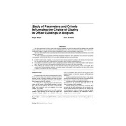 Study of Parameters and Criteria Influencing the Choice of Glazing in Office Buildings in Belgium