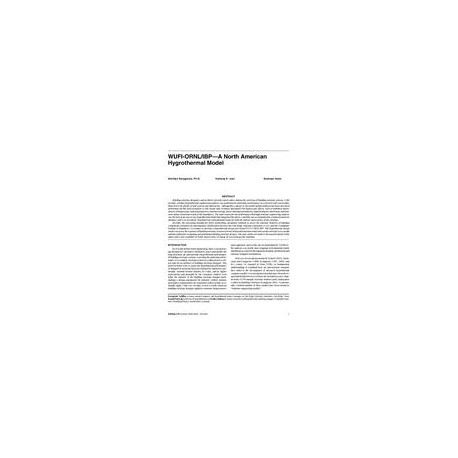 WUFI-ORNL/IBPâA North American Hygrothermal Model