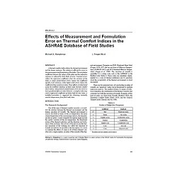 MN-00-04-2 -- Effects of Measurement and Formulation Error on Thermal Comfort Indices in the ASHRAE Database of Field Studies