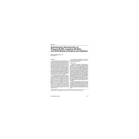 MN-00-06-3 -- Hydrodynamic Characteristics of Propane (R-290), Isobutane (R-600a), and 50/50 Mixture of Propane and Isobutane