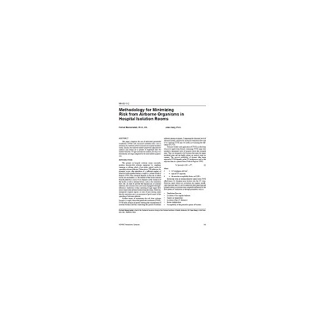 MN-00-11-2 -- Methodology for Minimizing Risk from Airborne Organisms in Hospital Isolation Rooms