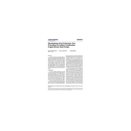 SF-98-19-2 (RP-790) -- Development of an Emissions Test Procedure for Unitary Combustion Engine-Driven Heat Pumps