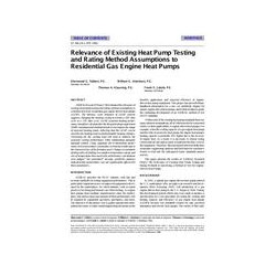 SF-98-19-1 (RP-780) -- Relevance of Existing Heat Pump Testing and Rating Method Assumptions to Residential Gas Engine Heat Pump