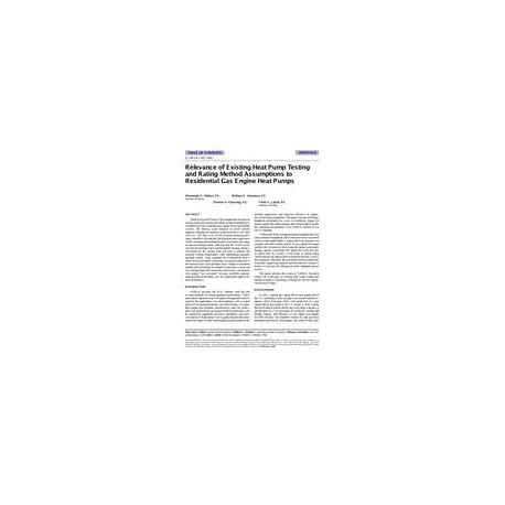 SF-98-19-1 (RP-780) -- Relevance of Existing Heat Pump Testing and Rating Method Assumptions to Residential Gas Engine Heat Pump