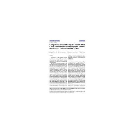 SF-98-17-1 (RP-852) -- Comparison of Duct Computer Models That Could Provide Input to the Proposed Thermal Distribution Standard