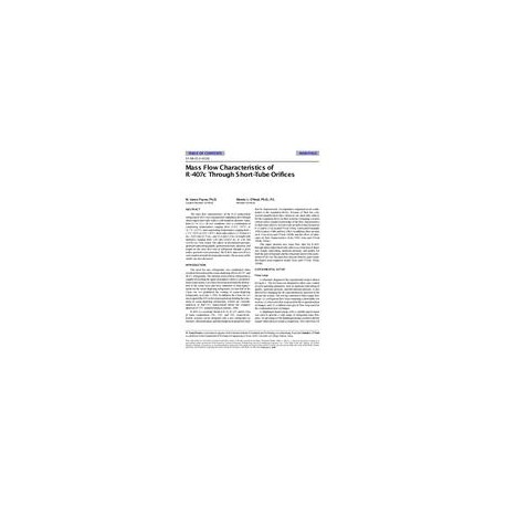 SF-98-15-3 -- Mass Flow Characteristics of R-407c Through Short-Tube Orifices (same as 4110)