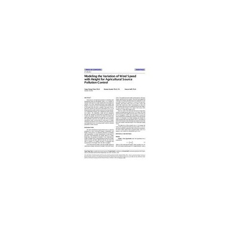 SF-98-26-2 -- Modeling the Variation of Wind Speed with Height for Agricultural Source Pollution Control