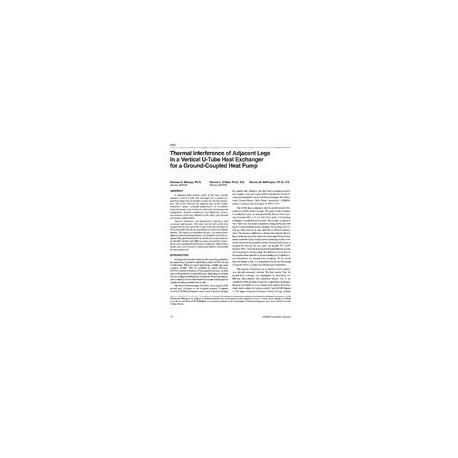 3980 -- Thermal Interference of Adjacent Legs in a Vertical U-Tube Heat Exchanger for a Ground-Coupled Heat Pump