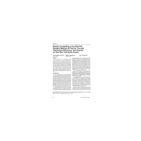 AT-96-13-3 -- Electric Co-heating in the ASHRAE Standard Method of Test for Thermal Distribution Efficiency: Test Results on Two