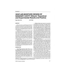 CH-95-03-2 -- Heat-Air-Moisture Design of Masonry Cavity Walls. Theoretical and Experimental Results and Practice