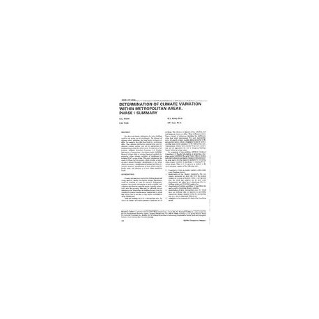 3665 (RP-606) -- Determination of Climate Variation within Metropolitan Areas, Phase 1 Summary