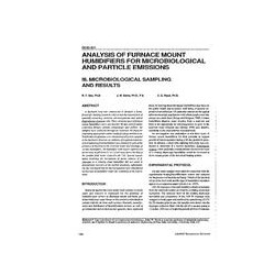 CH-93-18-3 -- Analysis of Furnace Mount Humidifiers for Microbiological and Particle Emissions - Part III: Microbiological Sampl