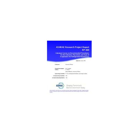 RP-569 -- A Study to Determine Recommended Procedures for the Selection, Placement and Type of Evaporators for Refrigerated Ware