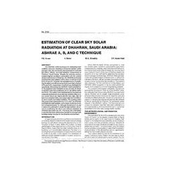 3195 -- Estimation of Clear Sky Solar Radiation at Dhahran, Saudi Arabia: ASHRAE A, B and C Technique