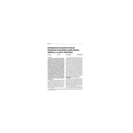 3195 -- Estimation of Clear Sky Solar Radiation at Dhahran, Saudi Arabia: ASHRAE A, B and C Technique