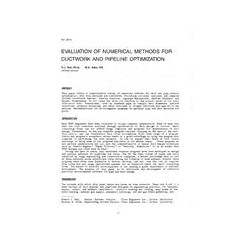 3014 -- Evaluation of Numerical Methods for Ductwork and Pipeline Optimization