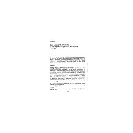 HI-85-34-4 -- Concentration Coefficients in Atmospheric Dispersion Calculations