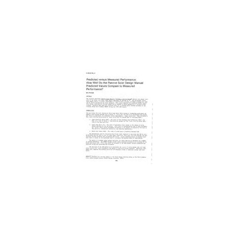 HI-85-33-4 -- Predicted versus Measured Performance: How Well Do the Passive Solar Design Manual Predicted Values Compare to Mea