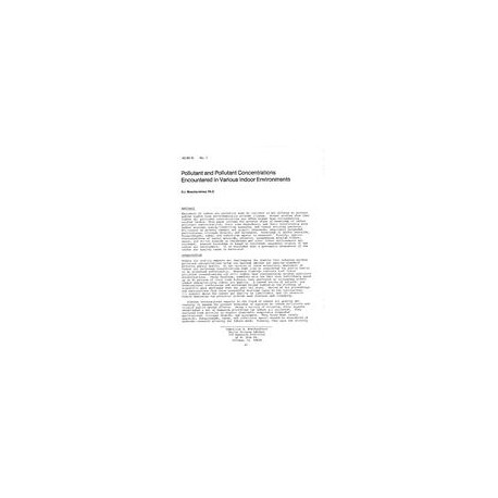 AC-83-10-1 -- Pollutant and Pollutant Concentrations Encountered in Various Indoor Environments