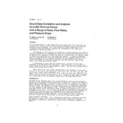 AC-83-04-2 -- Sound Data Correlation and Analysis for a VAV Terminal Device Over a Range of Sizes, Flow Rates, and Pres-sure Dro