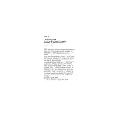 AC-83-05-4 -- Computer Simulation of a Lithium Bromide-Water Absorption Heat Pump for Temperature Boosting