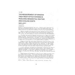 CI-2648 -- The Measurement of Window Treatment Effectiveness in Reducing Residential Heating and Cooling Costs