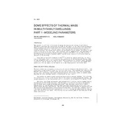 CH-2629 -- Some Effects of Thermal Mass in Multi-Family Dwellings: Part 1--Modeling Parameters